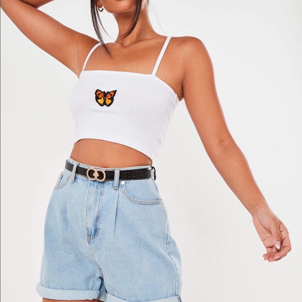 Missguided White Butterfly Crop Top
